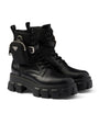 Prada Black Leather Monolith Boots with Pouch 55