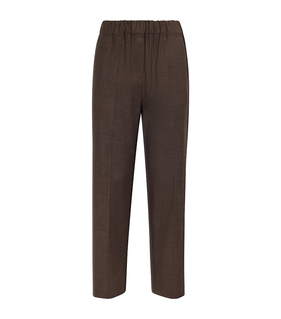 Weekend Max Mara Brown Stretch-Wool Houndstooth Trousers
