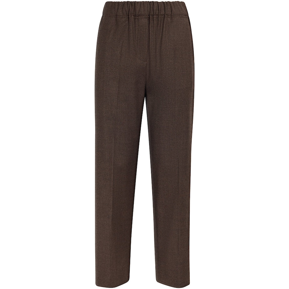 Weekend Max Mara Brown Stretch-Wool Houndstooth Trousers