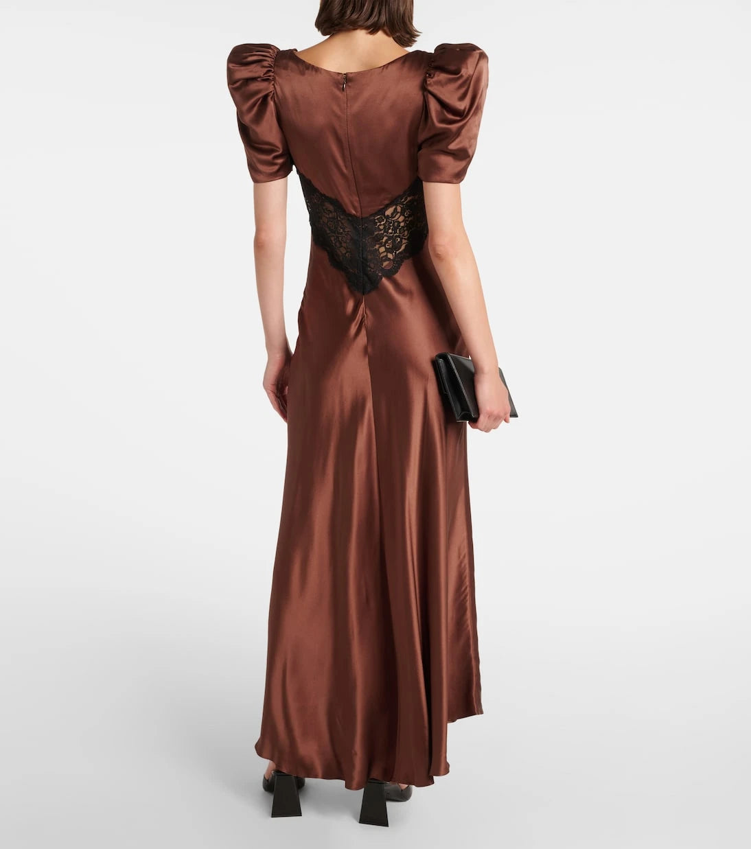 Rodarte - Lace-trimmed silk charmeuse gown
