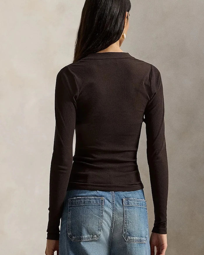 Polo Ralph Lauren uzun kollu kadın pamuklu bluz