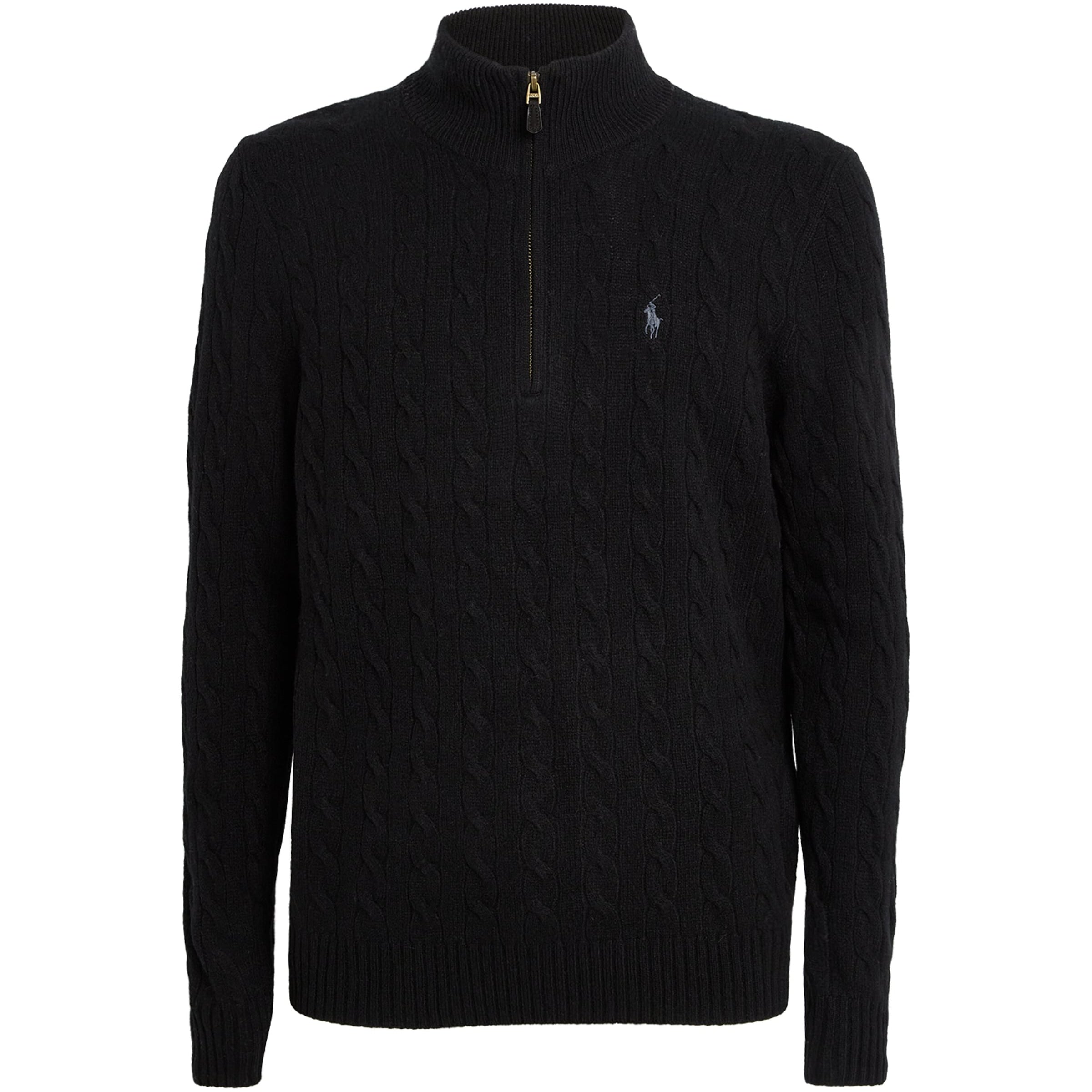 Polo Ralph Lauren Black Wool-Cashmere Quarter-Zip Sweater