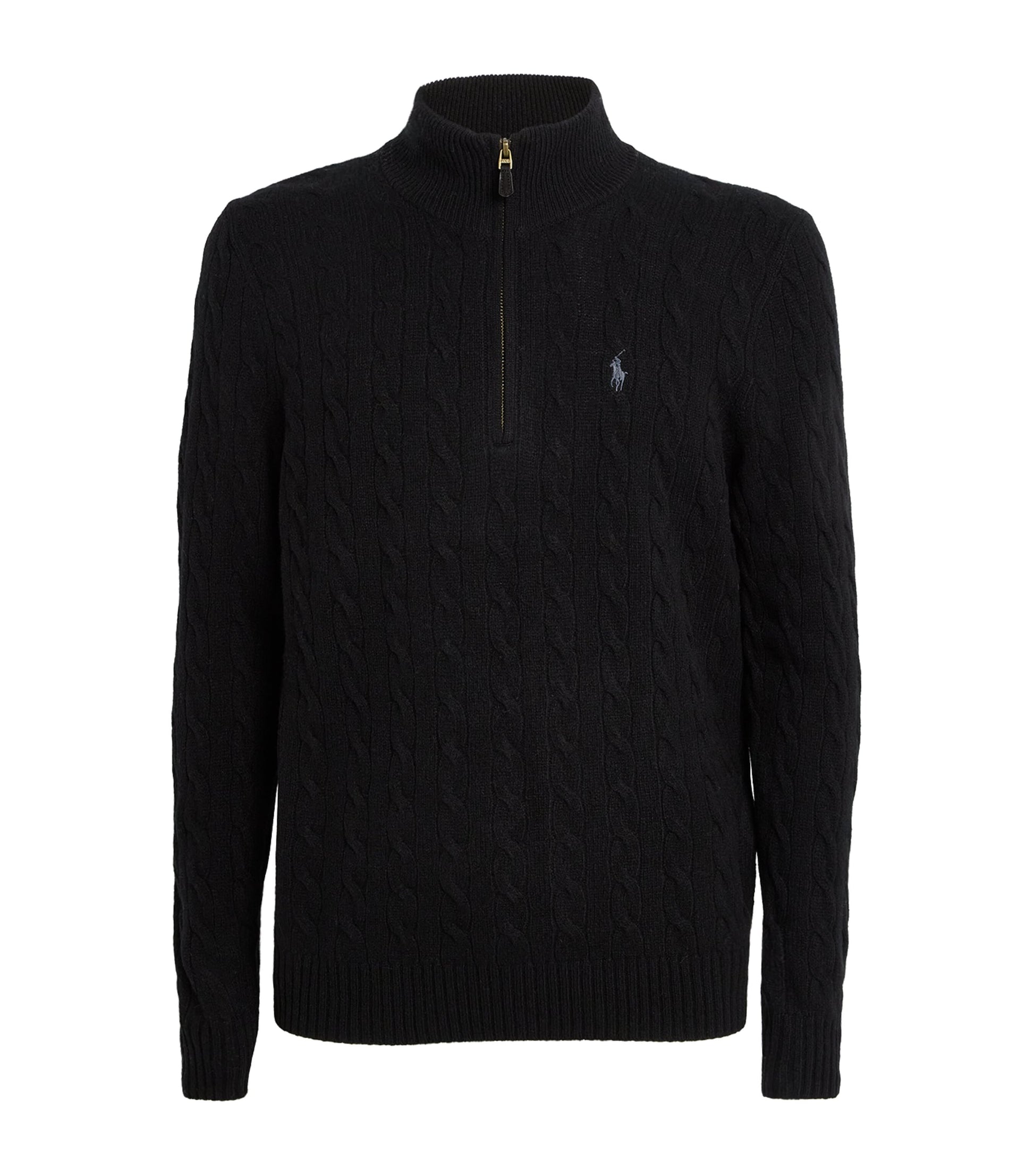 Polo Ralph Lauren Black Wool-Cashmere Quarter-Zip Sweater