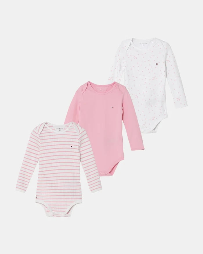 Tommy Hilfiger bebek body 3'lü pamuk ve elastan