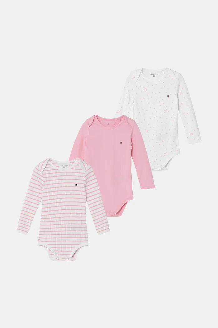 Tommy Hilfiger bebek body 3'lü pamuk ve elastan