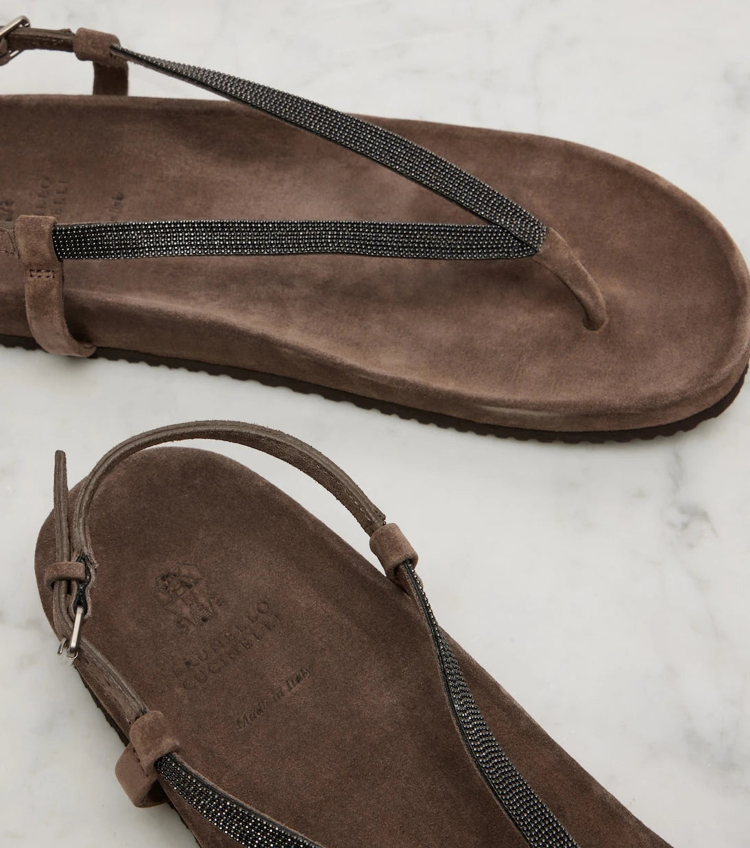 Brunello Cucinelli - Monili suede thong sandals