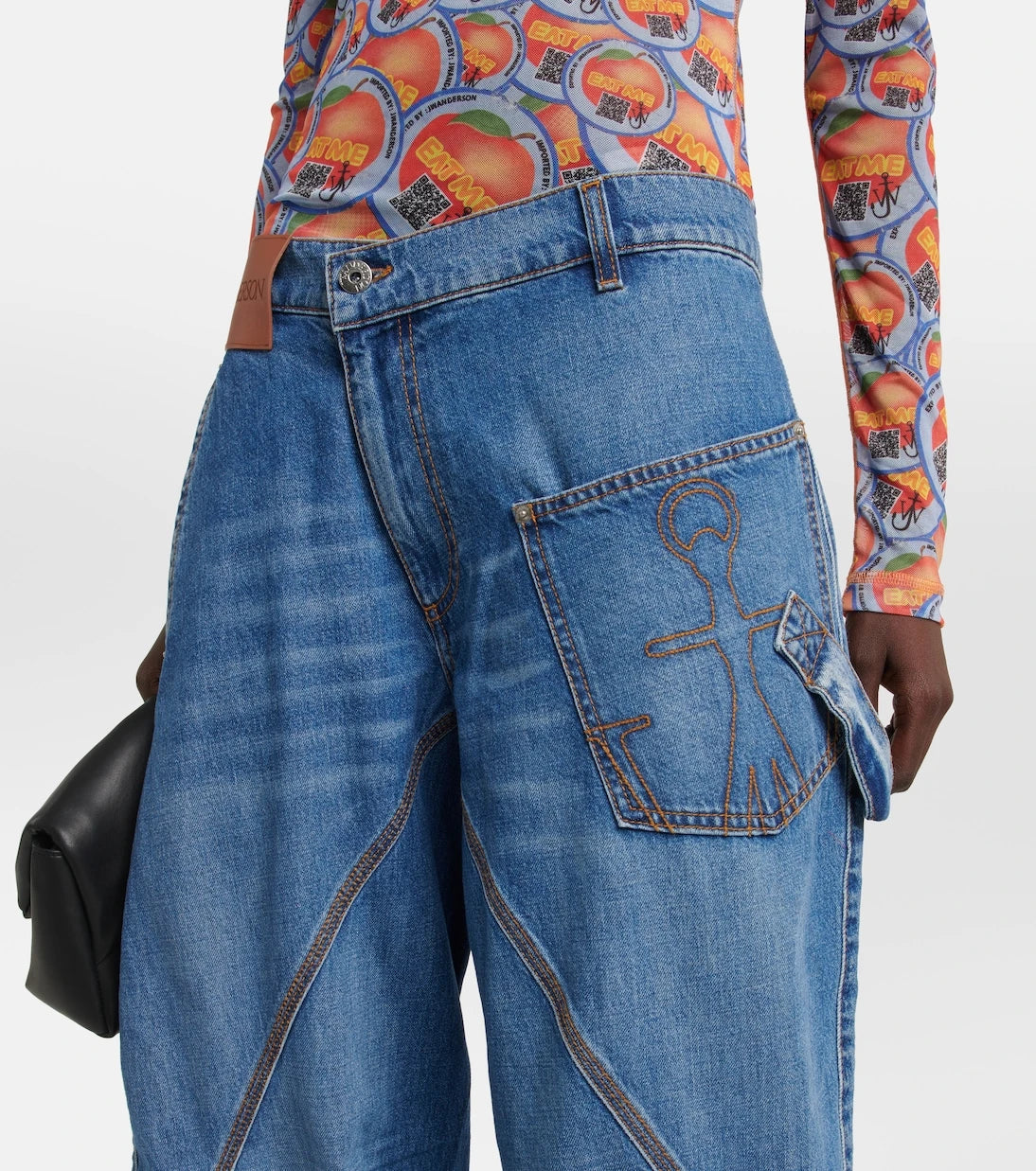 JW Anderson - Twisted embroidered wide-leg jeans