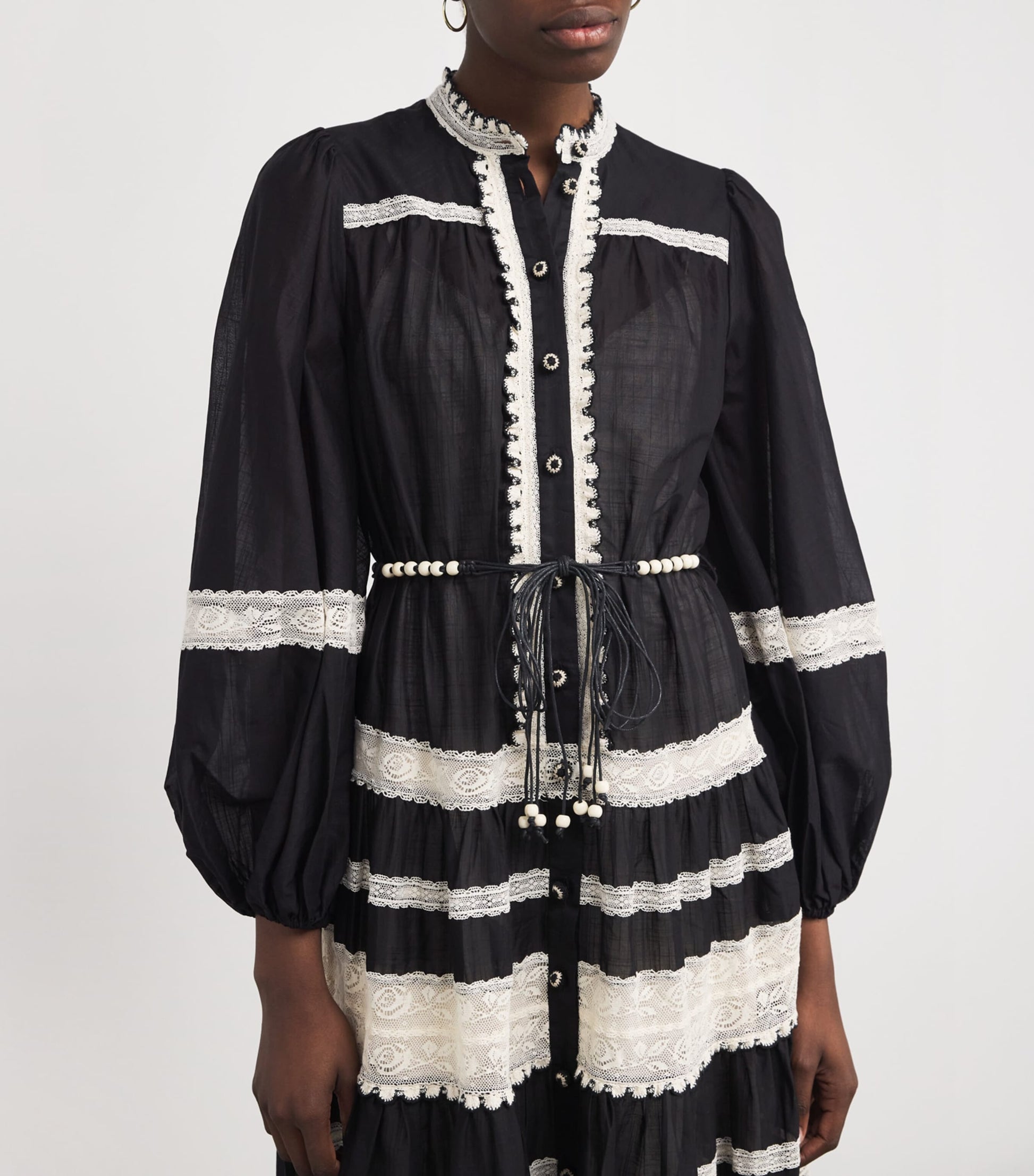 Cotton Lace-Insert Rhiannon Midi Dress