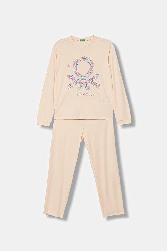 United Colors of Benetton Çocuklar İçin İki Parçalı Pamuklu Pijama