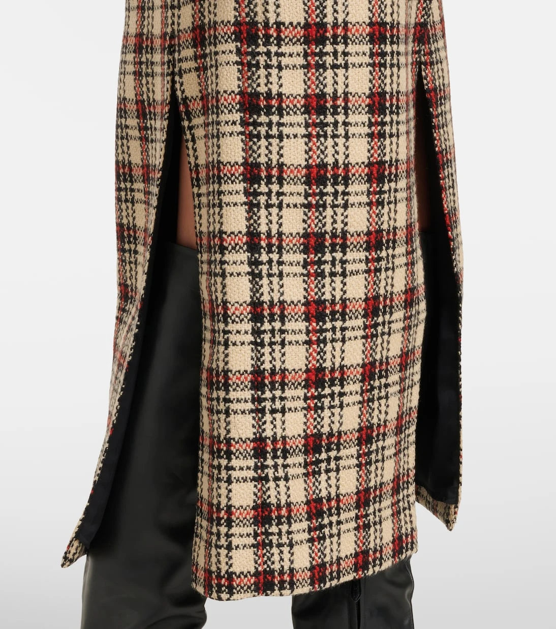Rabanne - Plaid wool and cotton midi skirt