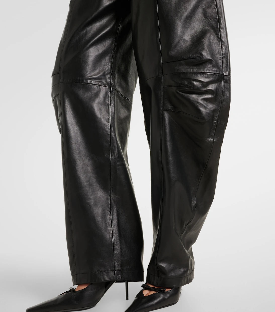 Rotate - Leather barrel-leg pants