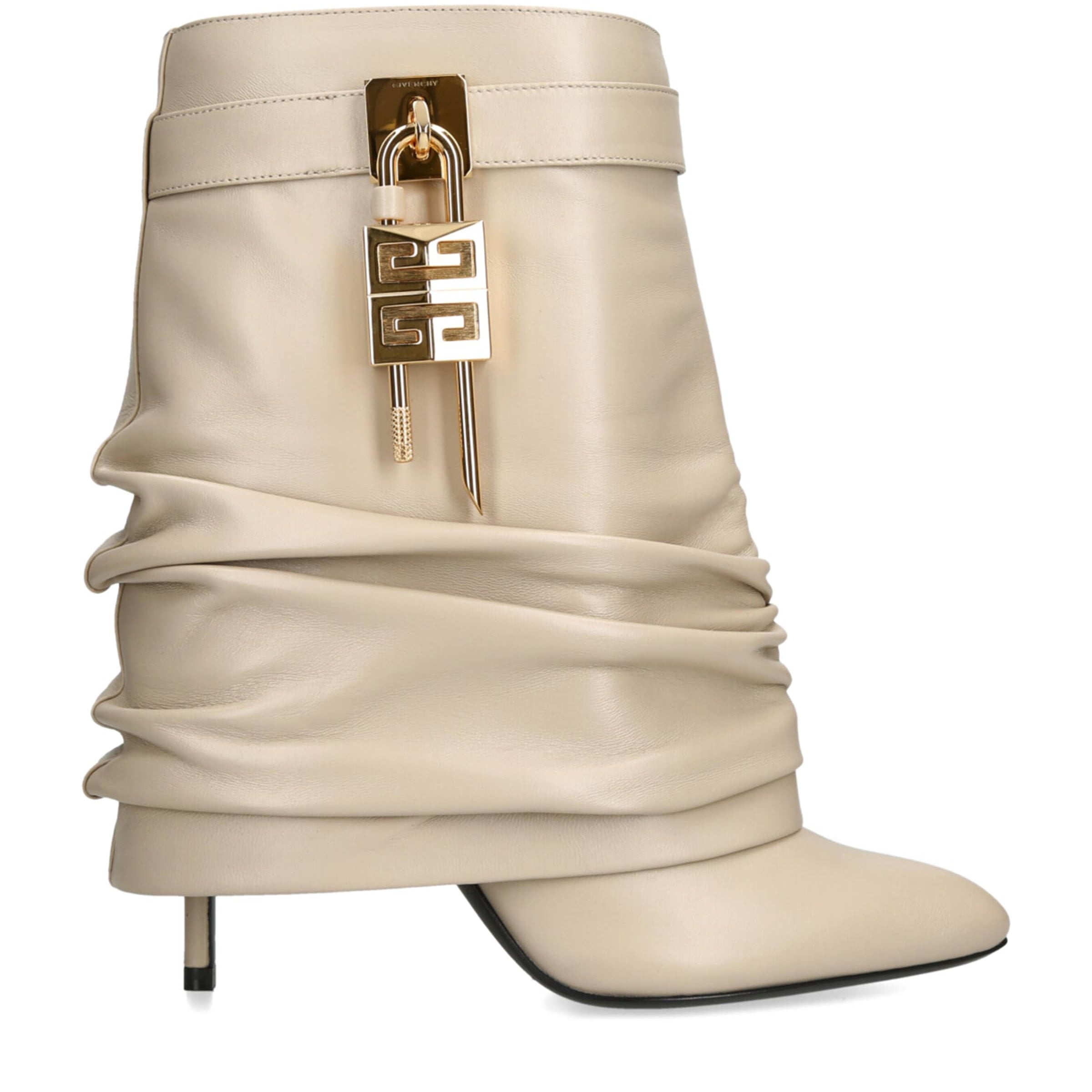 Givenchy Beige Leather Scrunched Shark Lock Boots 100