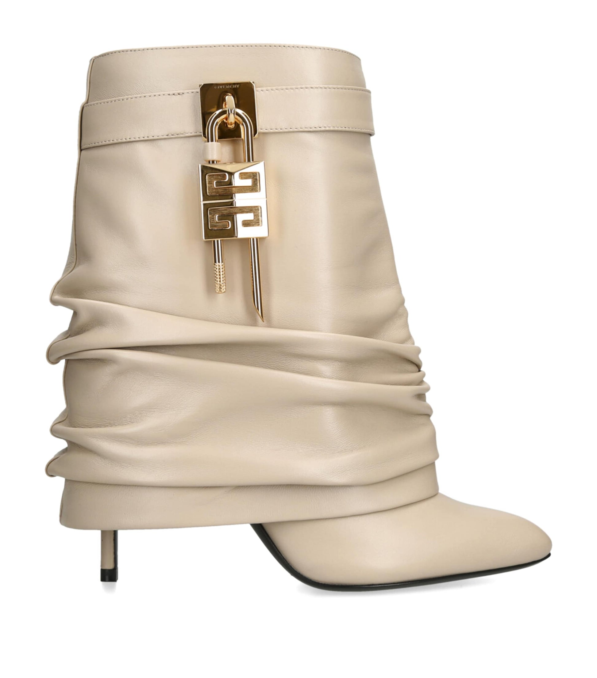 Givenchy Beige Leather Scrunched Shark Lock Boots 100