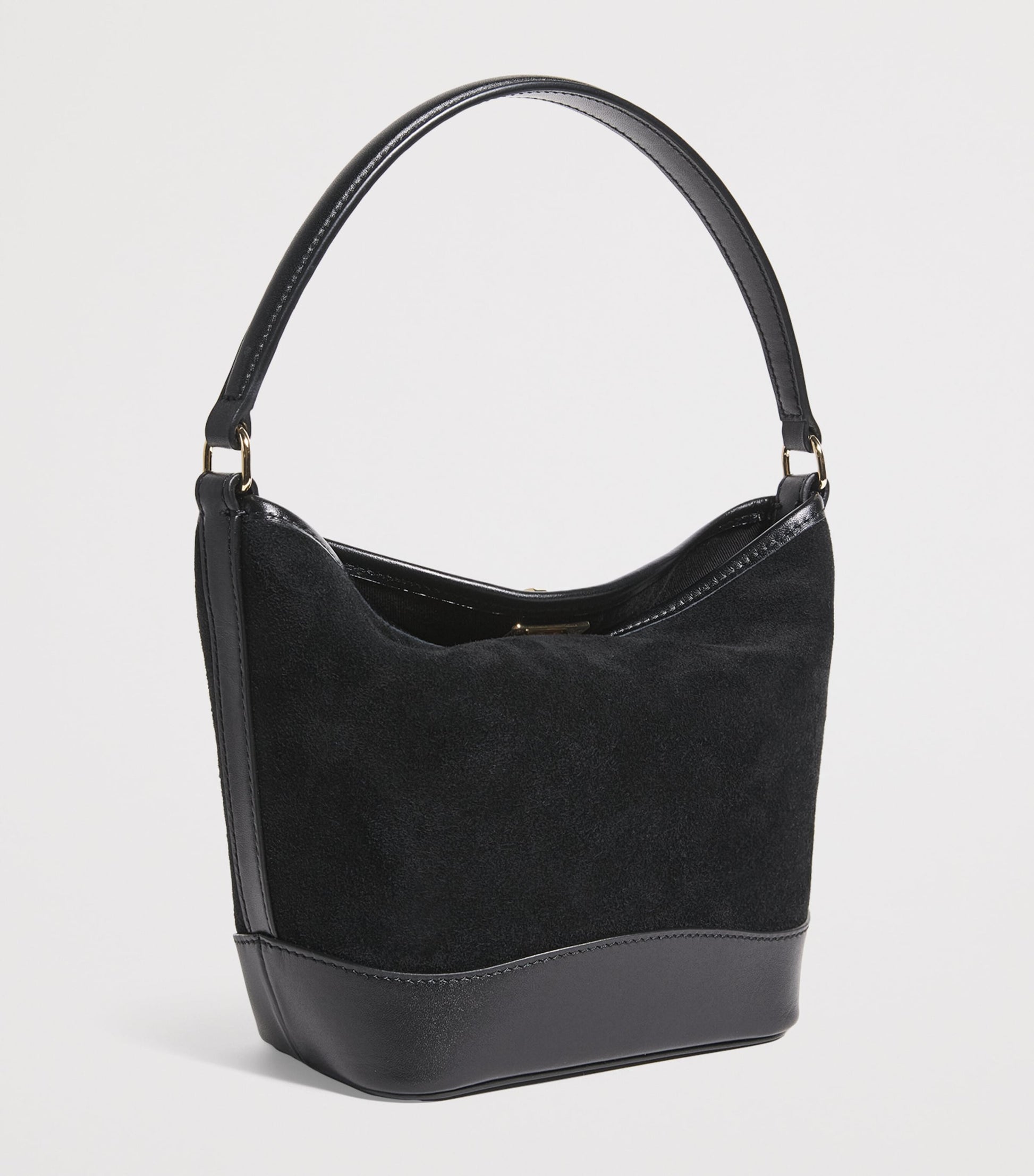 Sandro Paris Black Mini Suede Tangoso Bucket Bag