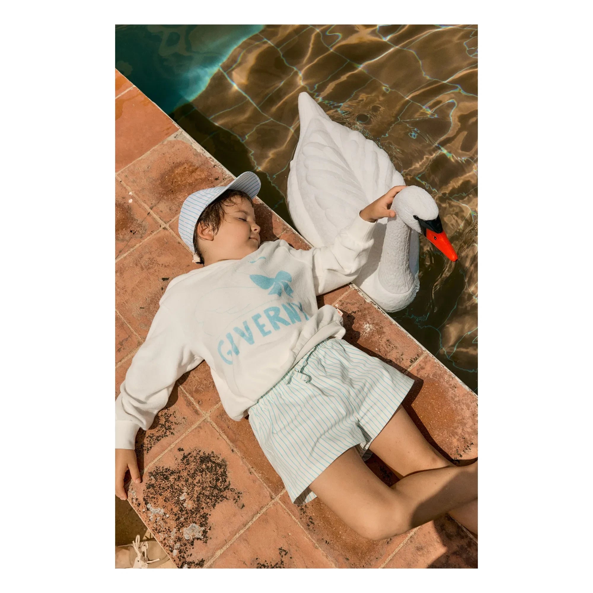Tinycottons - Striped Swim Shorts | Pale blue