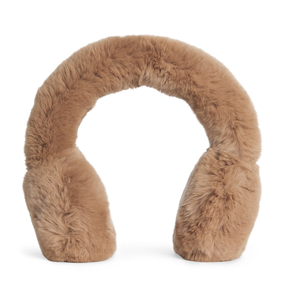 Beige Rex Rabbit Fur Earmuffs