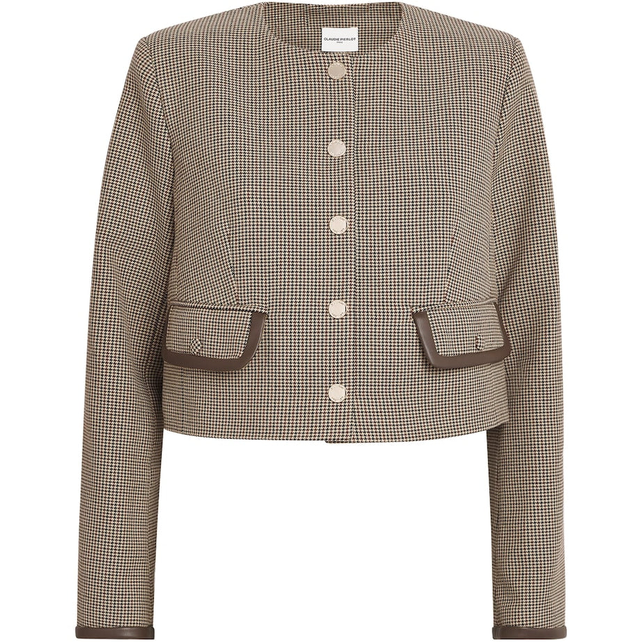 Multi Houndstooth Cropped Jacket