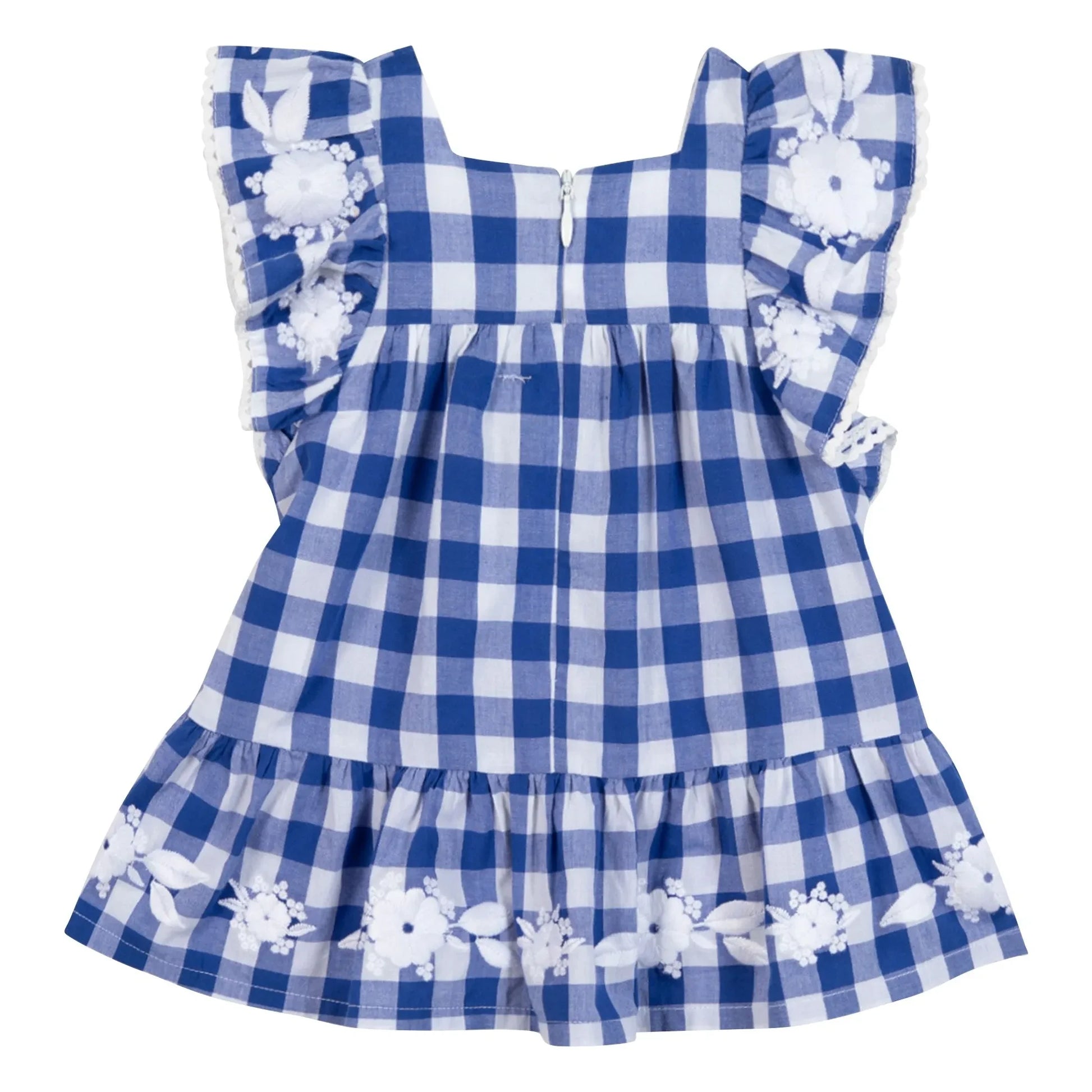 Tartine et Chocolat - Gingham Ruffle Dress | Royal blue