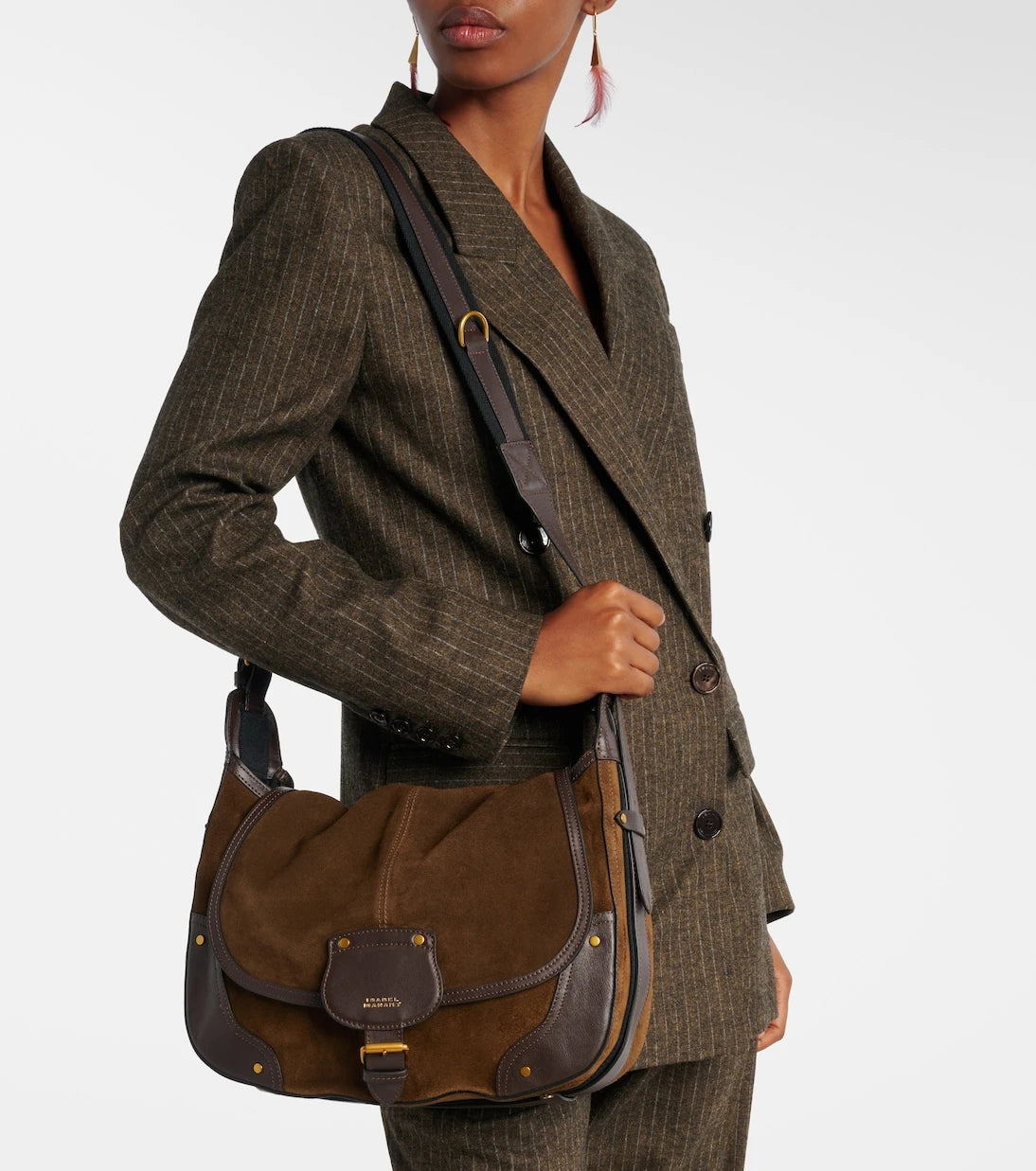 Isabel Marant - Sierra leather-trimmed suede shoulder bag