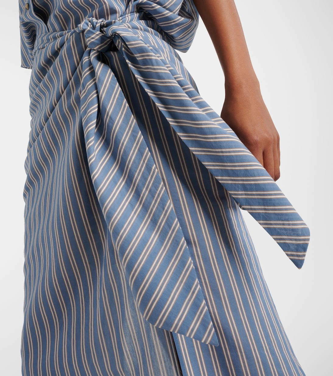 Brunello Cucinelli - Striped cotton and silk wrap skirt
