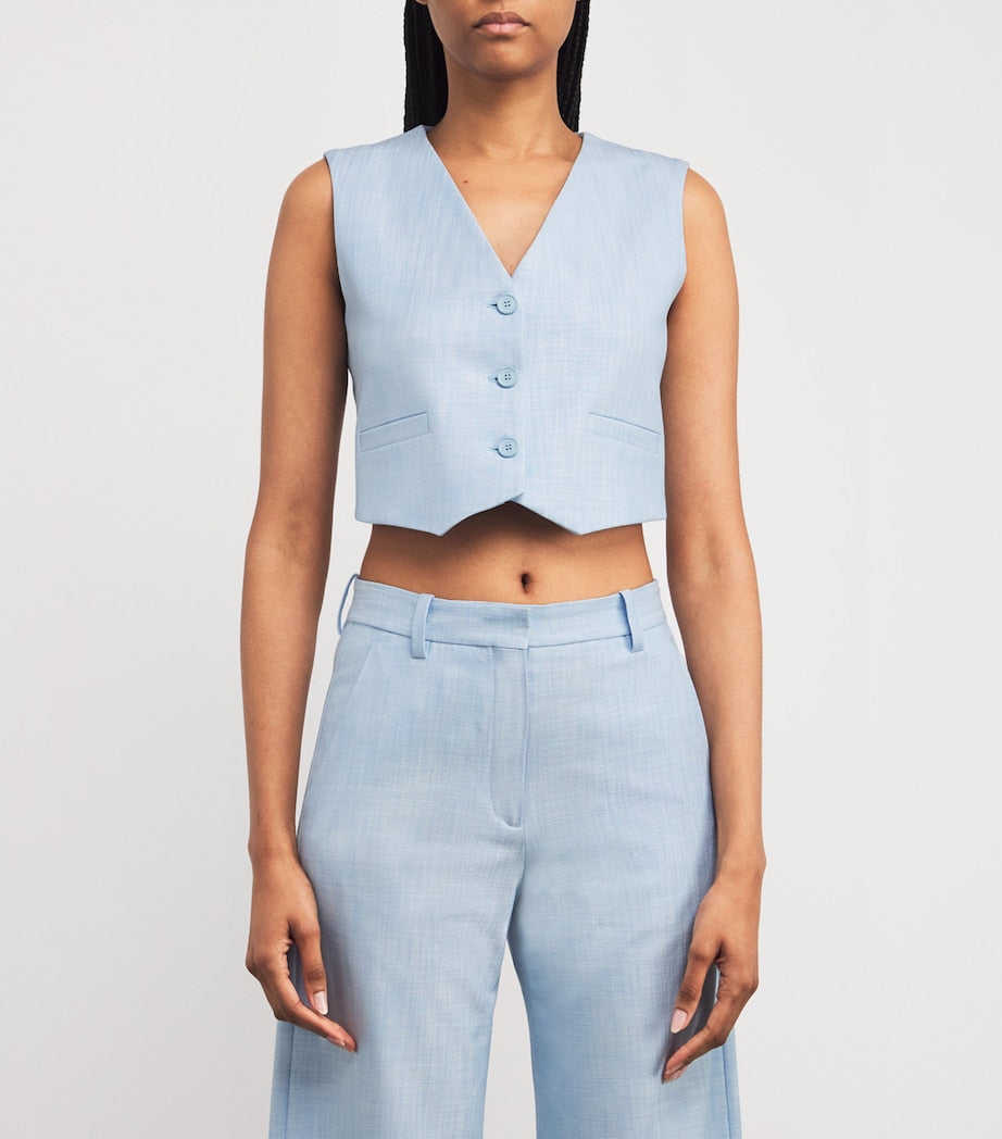 Blue Mélange-Weave Waistcoat
