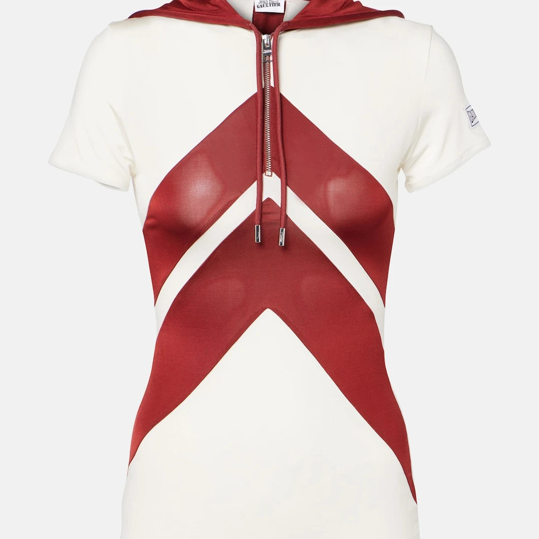 Jean Paul Gaultier - Hooded chevron jersey top