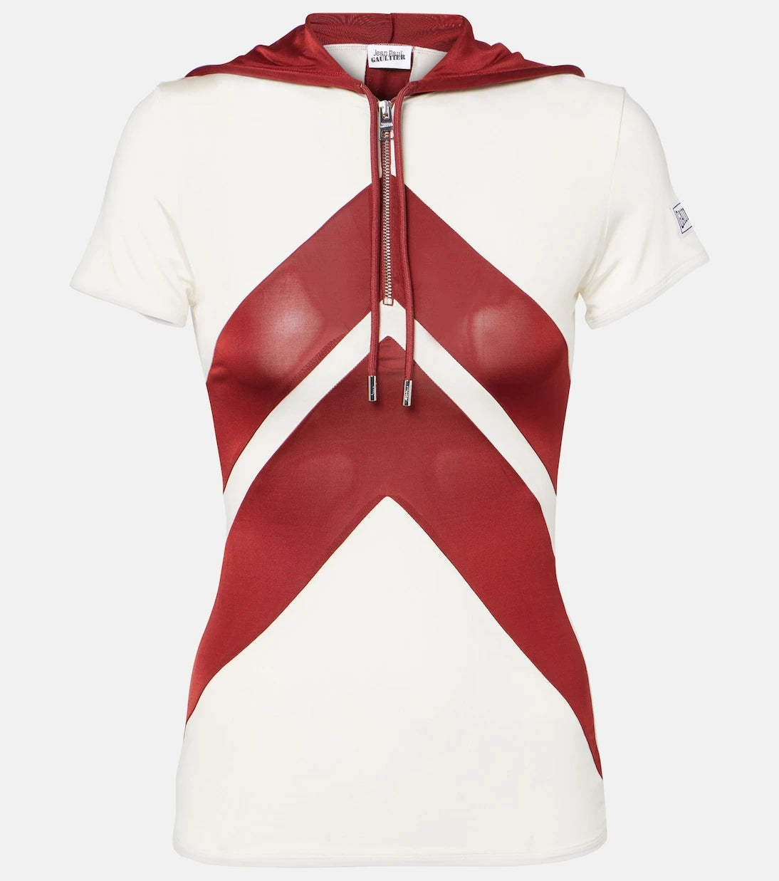 Jean Paul Gaultier - Hooded chevron jersey top