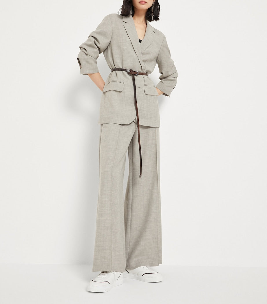 Brunello Cucinelli White Leather Monili-Trim Sneakers