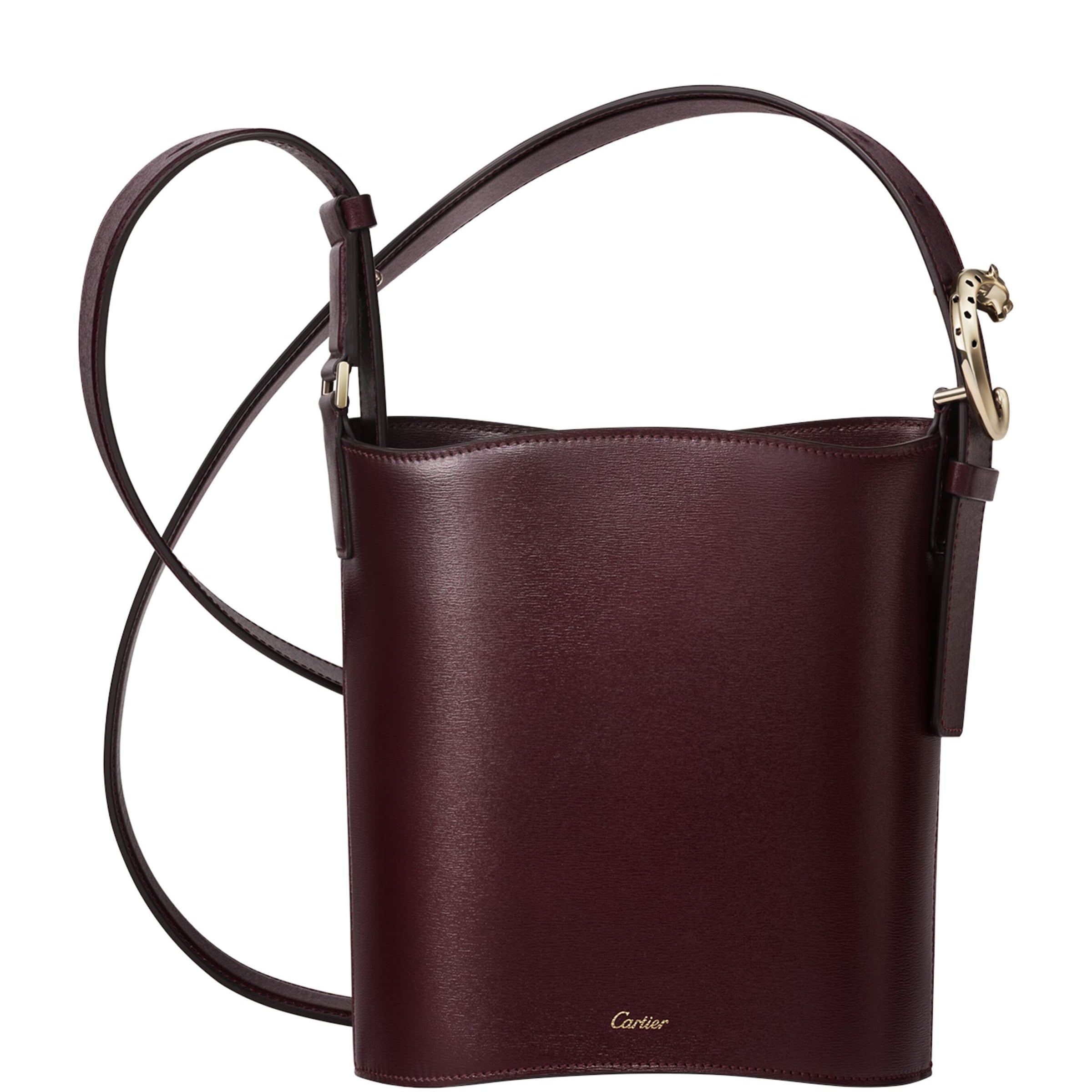 Cartier Burgundy Mini Leather Panthère C de Cartier Bucket Bag