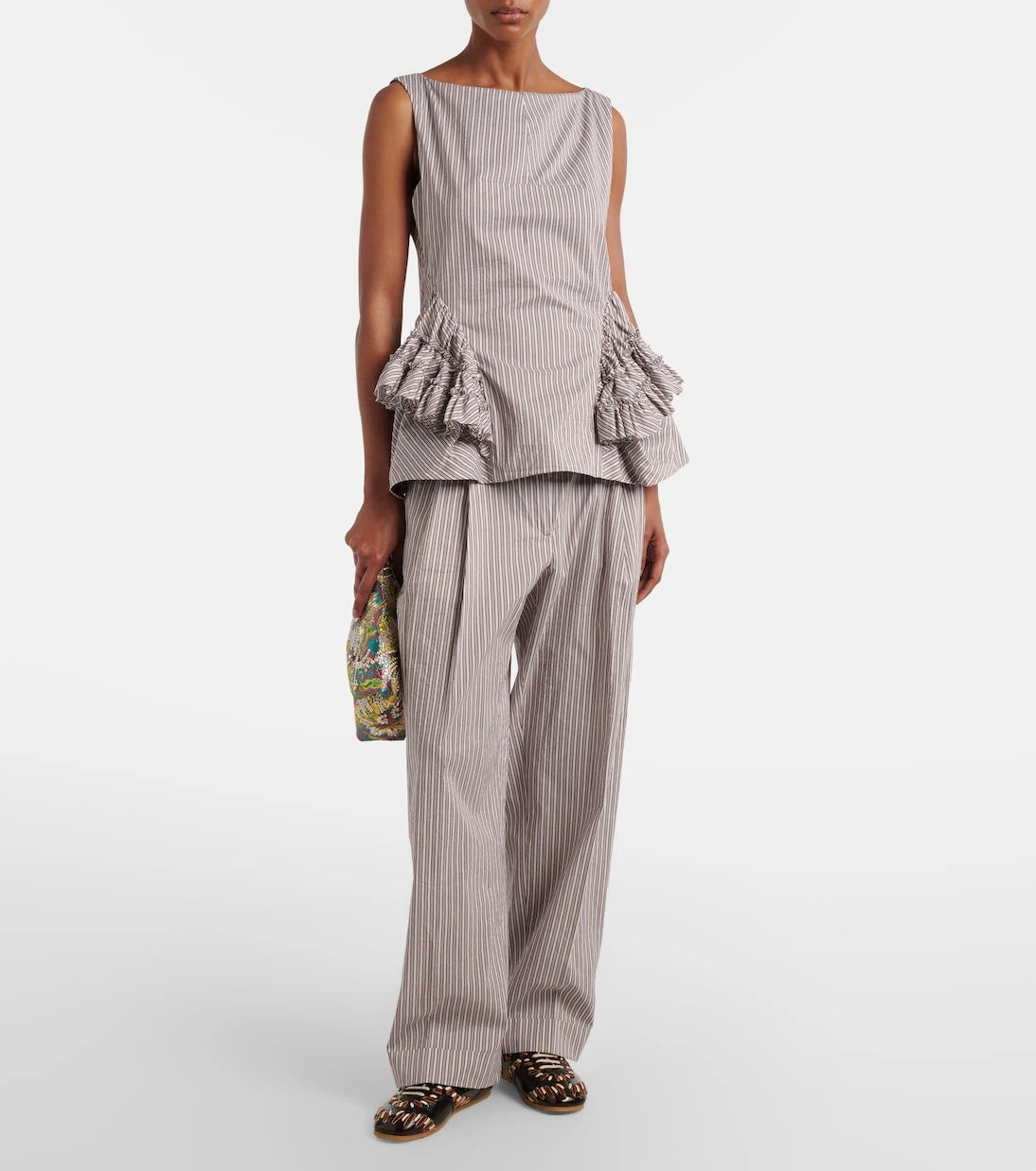 Dries Van Noten - Striped cotton and silk pants