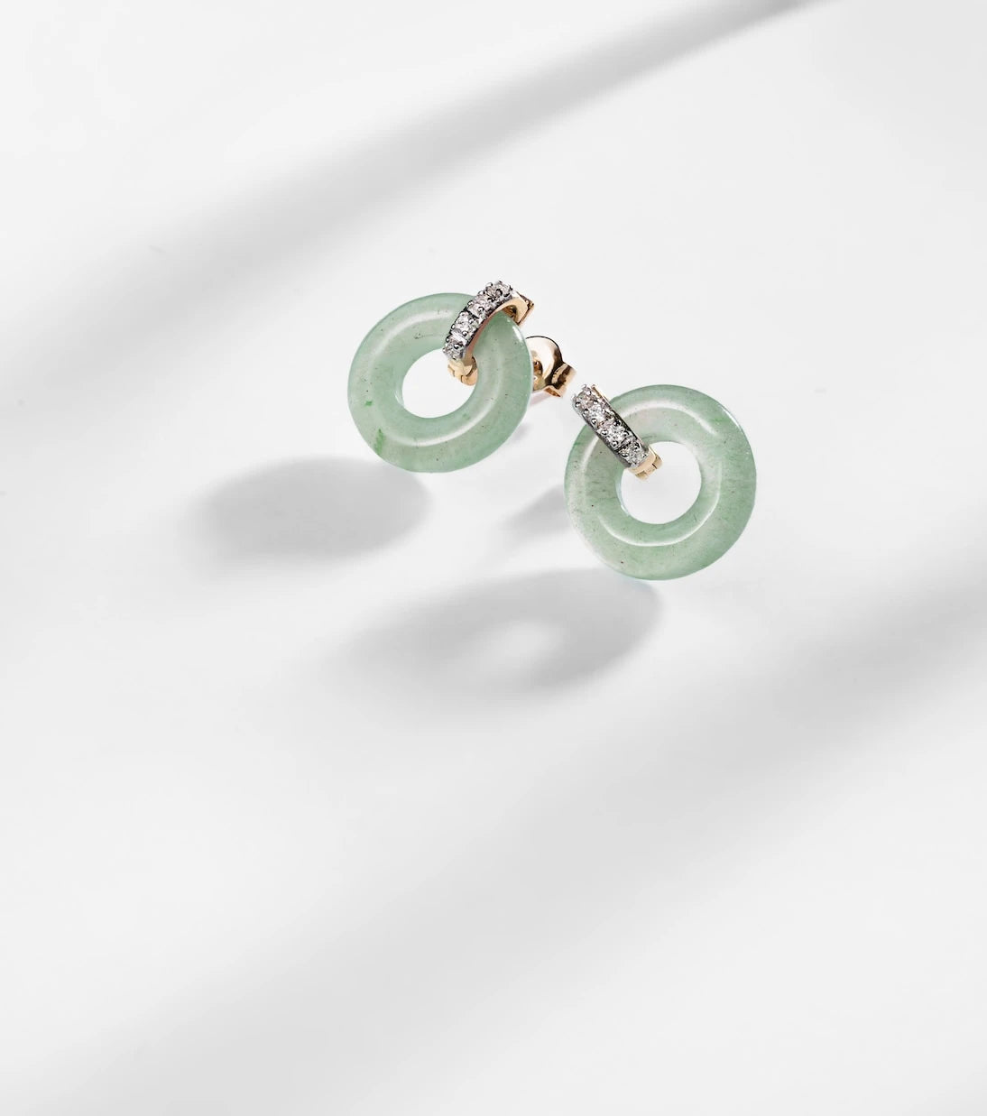 Mateo - 14kt gold earrings with jade and diamonds