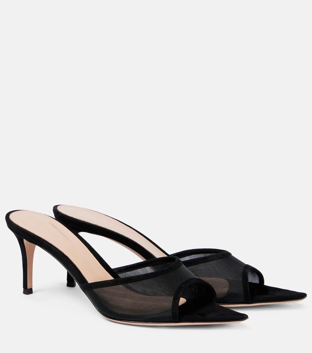 Gianvito Rossi - Dorotea suede-trimmed organza mules