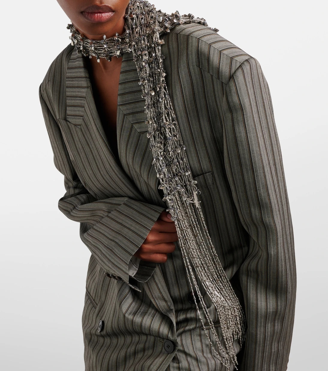 Dries Van Noten - Embellished fringed necklace