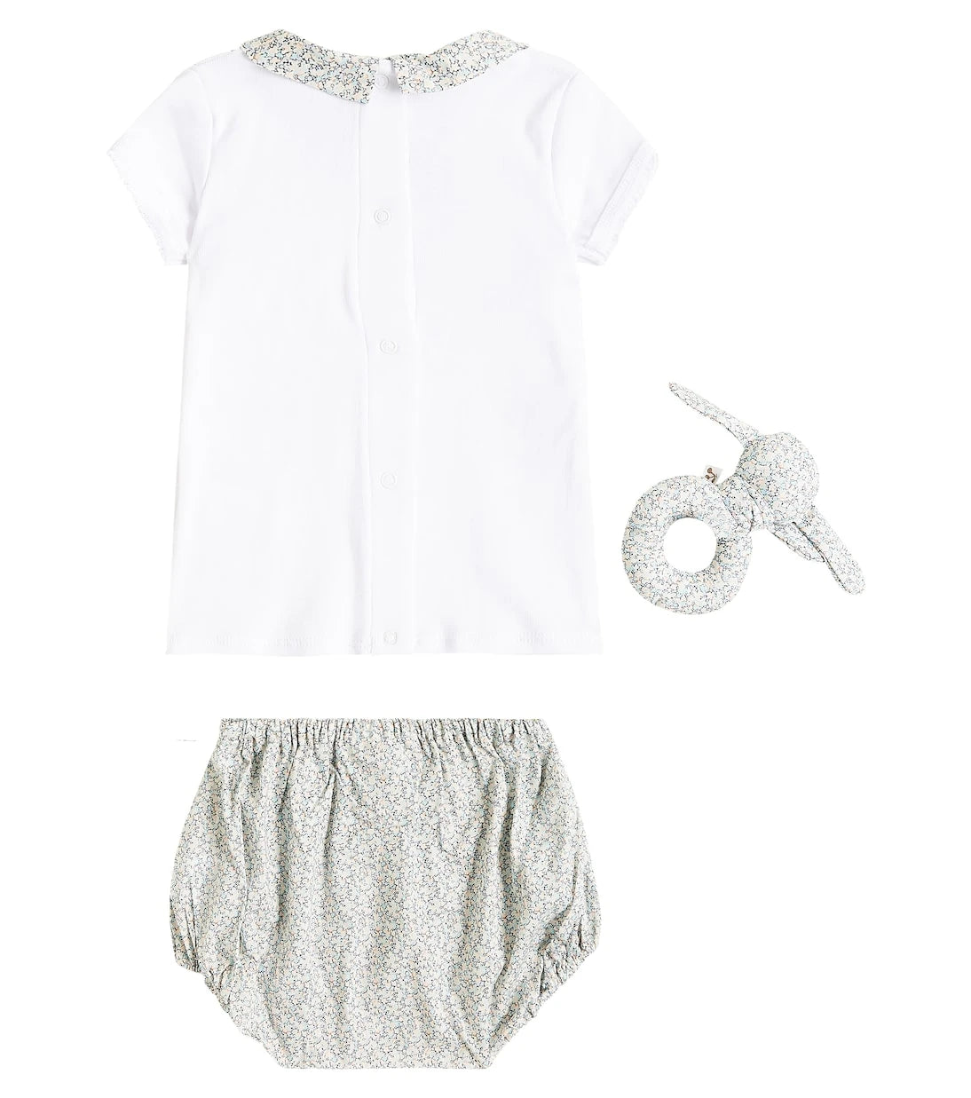Bonpoint - Baby cotton top, bloomers, and rattle set