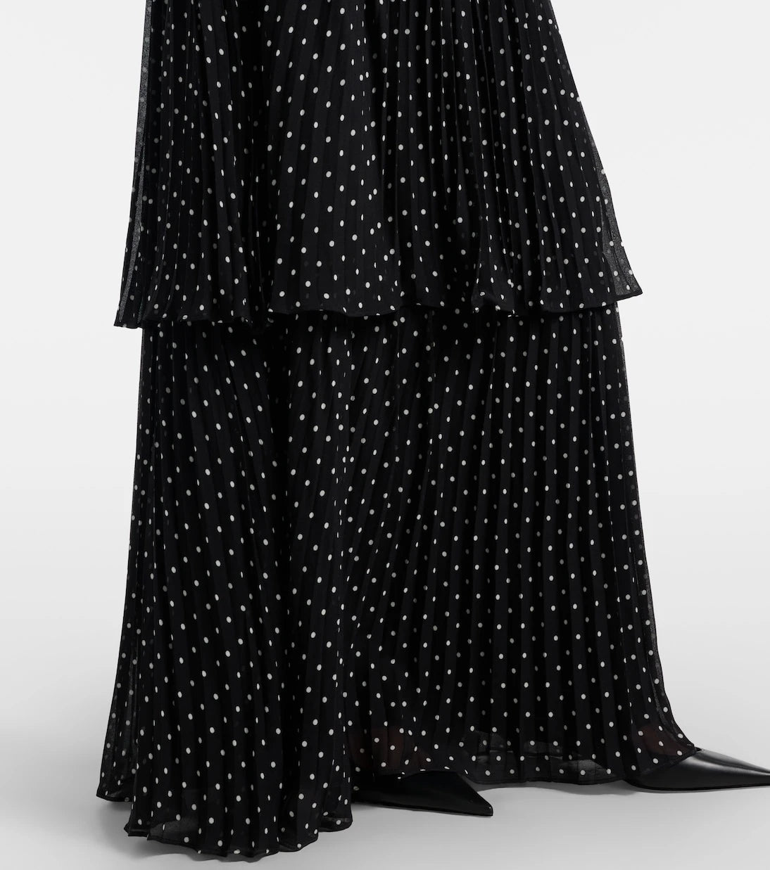 Self-Portrait - Embellished polka-dot tiered gown