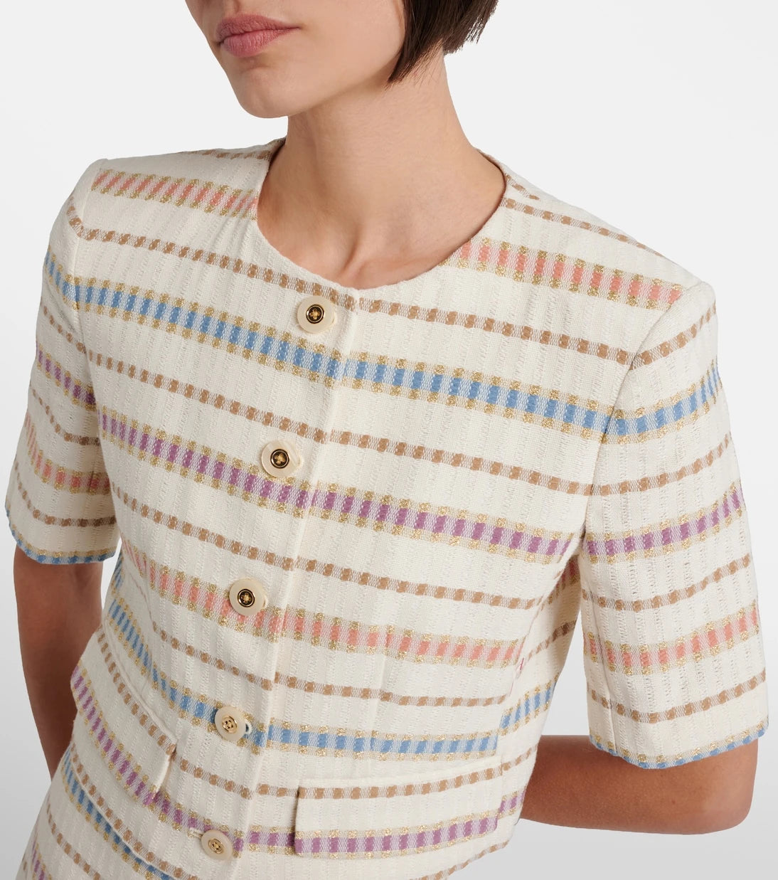Veronica Beard - Orville striped cropped cotton-blend jacket