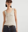 Brunello Cucinelli Beige Stretch-Cotton Ribbed Tank Top