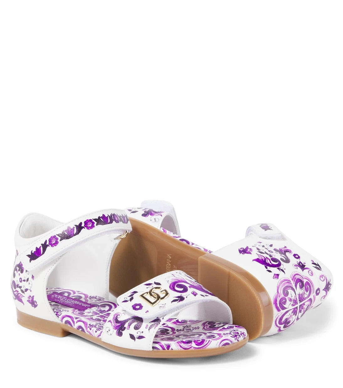 Dolce&Gabbana Kids - DG Majolica leather sandals