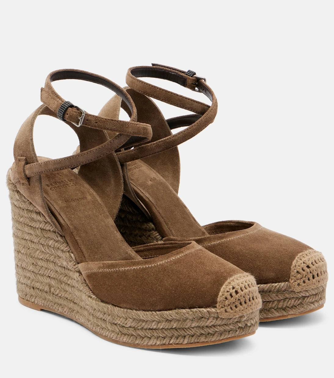Brunello Cucinelli - Monili 80 suede espadrille wedges