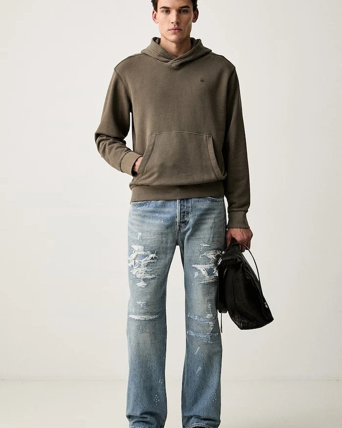 G-Star erkek pamuklu kapüşonlu sweatshirt Unit washed hdd