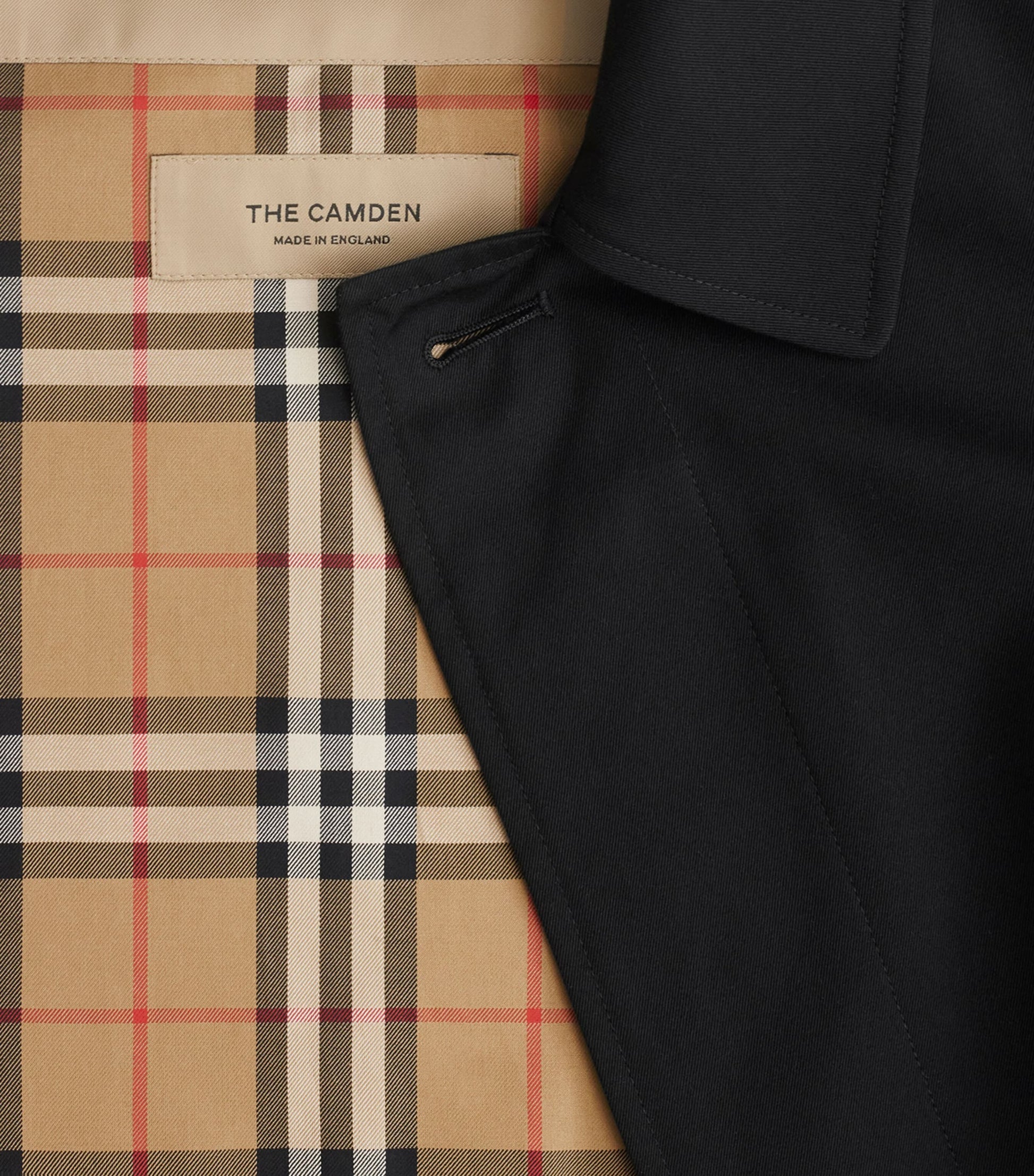 Burberry Black Cotton Camden Heritage Mid-Length Car Coat