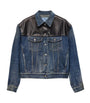Prada Blue Leather-Trim Denim Jacket