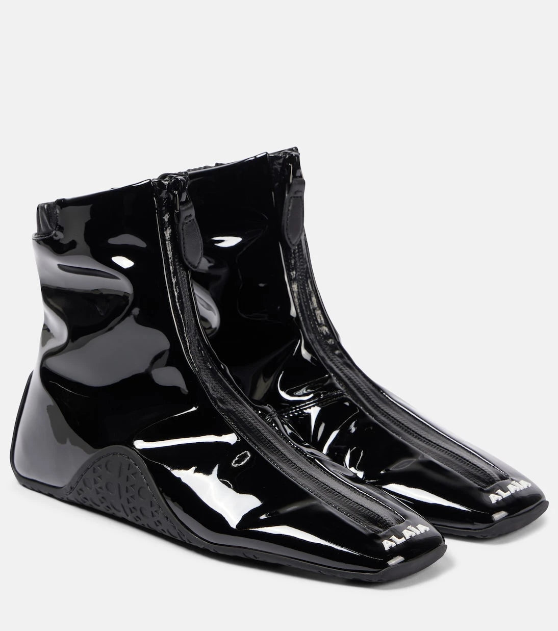 Alaïa - Sneaker faux patent leather ankle boots