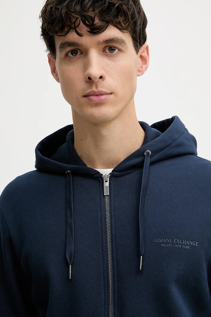 Armani Exchange Erkek Pamuklu Fermuarlı Kapüşonlu Sweatshirt