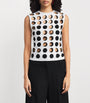 Layered Holes Sleeveless Top WHITE/BLACK