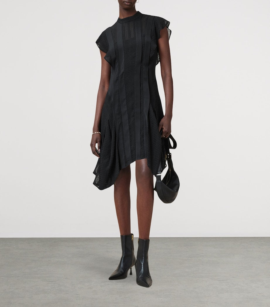 AllSaints Black Asymmetric Fleur Dress