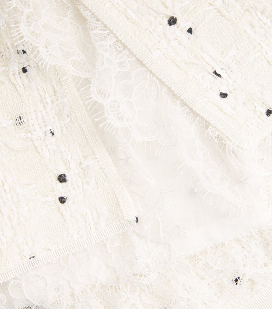 Ivory Cotton-Blend Polka Dot Mini Skirt