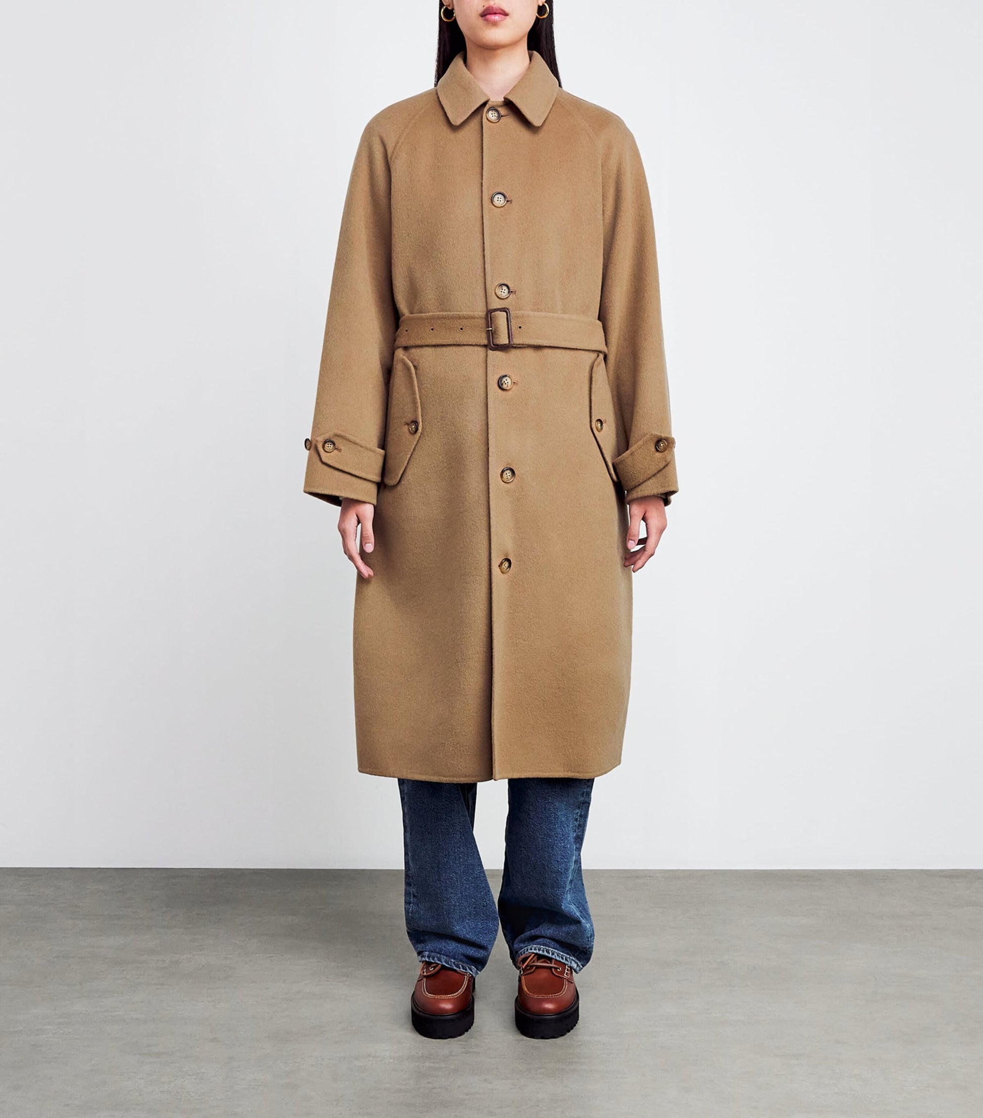 Polo Ralph Lauren Brown Camel Hair Single-Breasted Trench Coat
