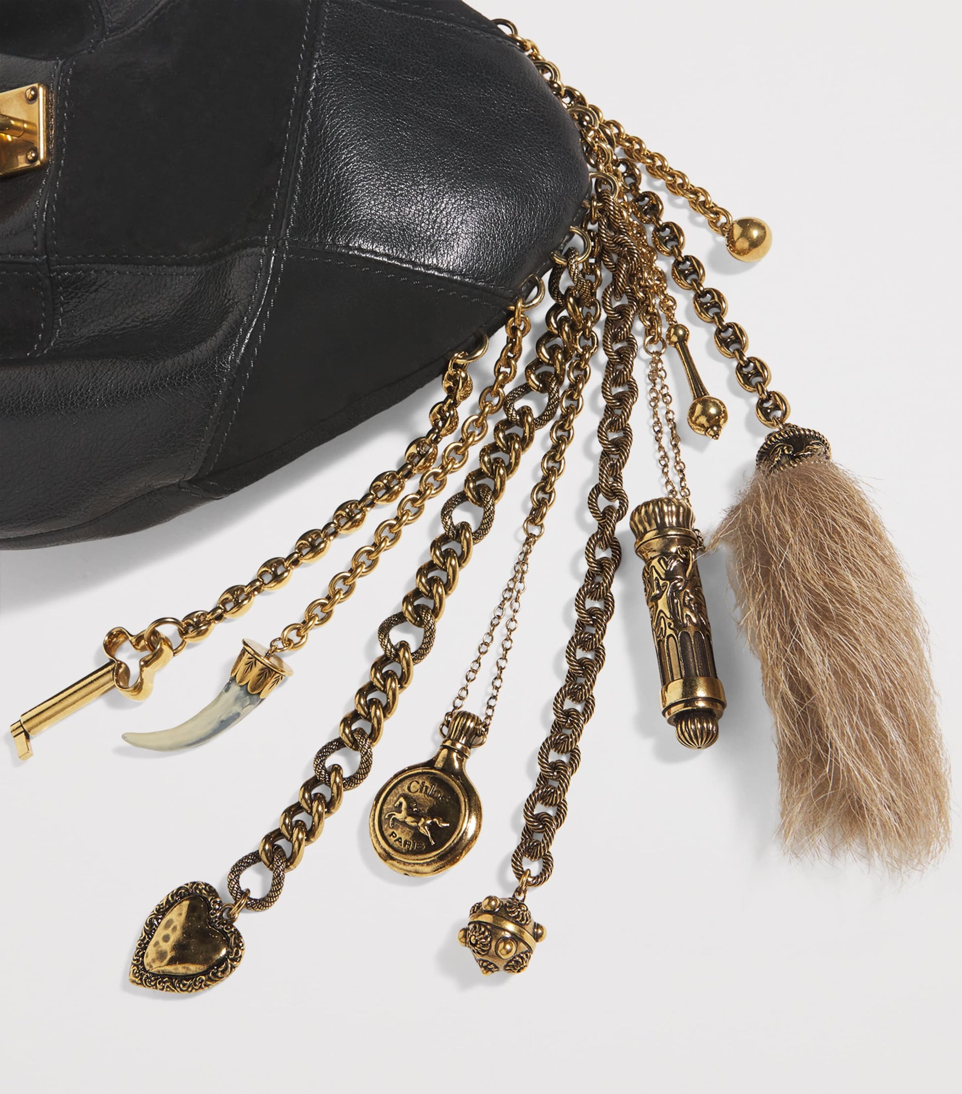 Chloé Black Patchwork-Leather Charms Cross-Body Bag