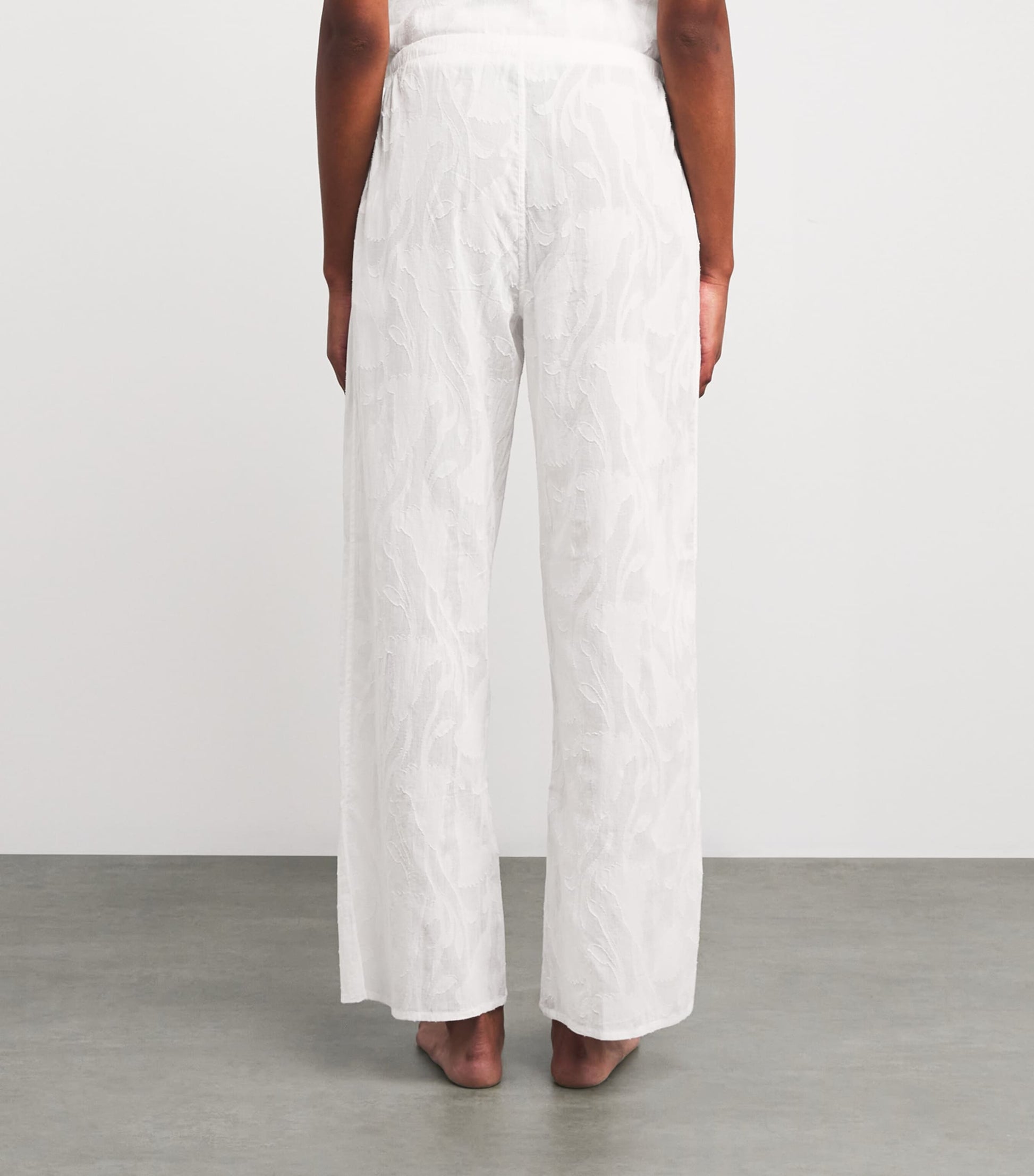 Desmond & Dempsey Ivory Floral Jacquard Pyjama Trousers